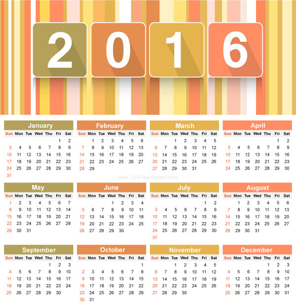 2016日歷