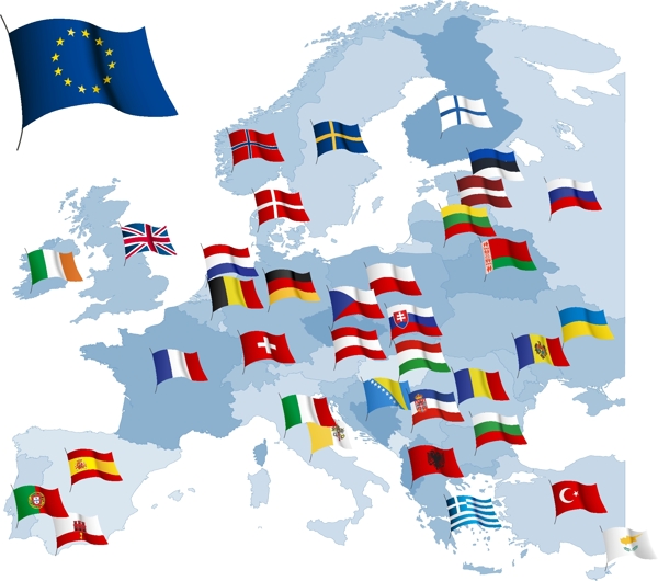欧盟国家国旗矢量素材