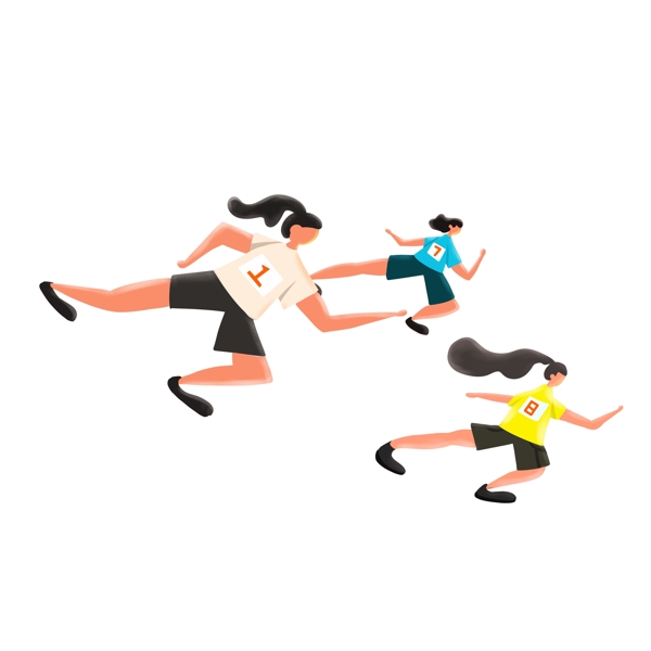 女子跑步比赛卡通元素