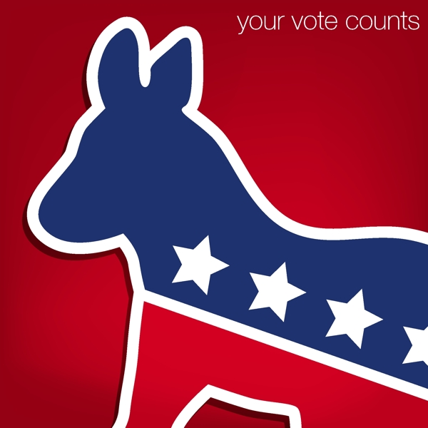 您的投票的民主党的美国大选卡海报矢量格式