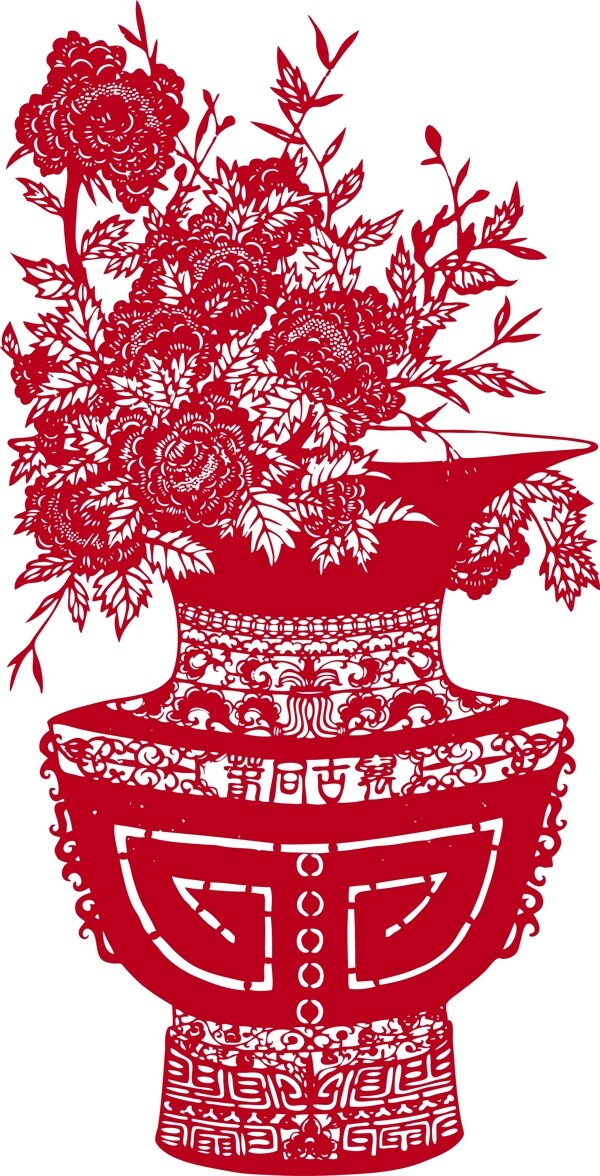 古典花瓶剪紙矢量圖片AI