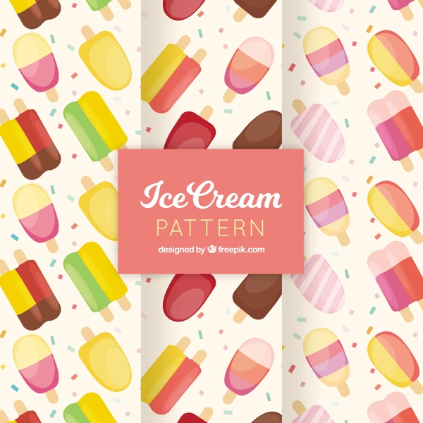 三个冰淇淋装饰图案平面设计背景