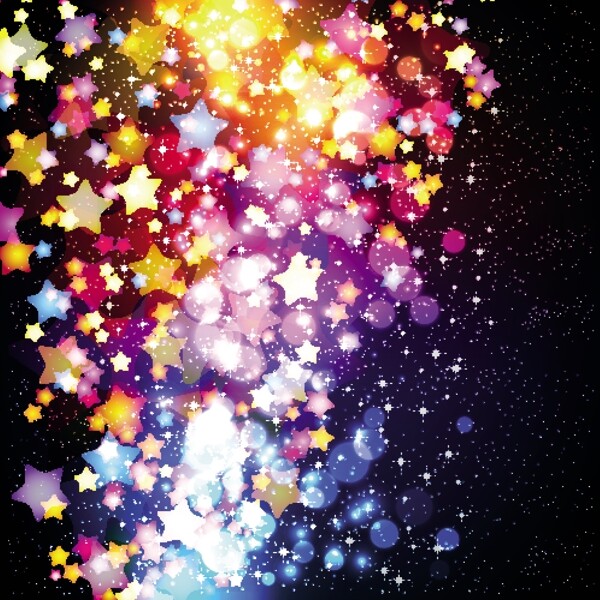 五彩繽紛閃亮星星背景矢量素材