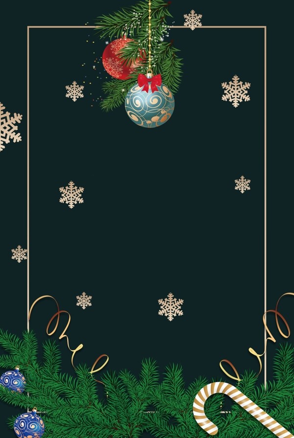松树枝圣诞元素圣诞狂欢圣诞贺卡背景