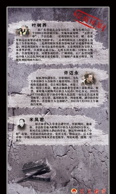 墻面斑駁反腐貪官圖片