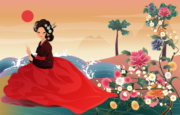 印花矢量圖時(shí)尚休閑女裝抽象免費(fèi)素材