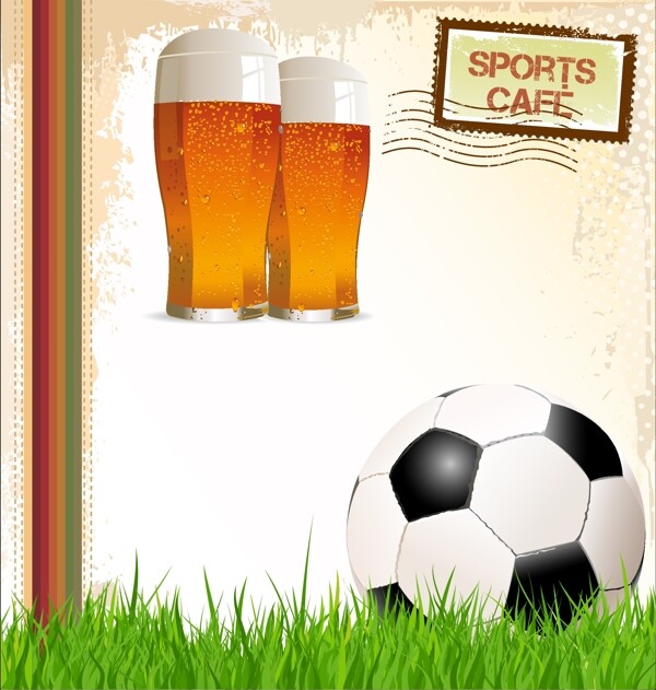 创意啤酒与足球海报矢量素材