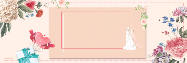 清新粉色花朵淘寶全屏banner背景