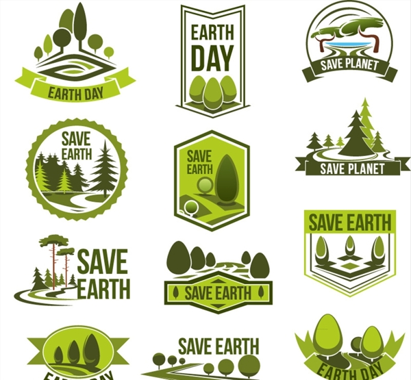 12款绿色拯救地球标志矢量素材