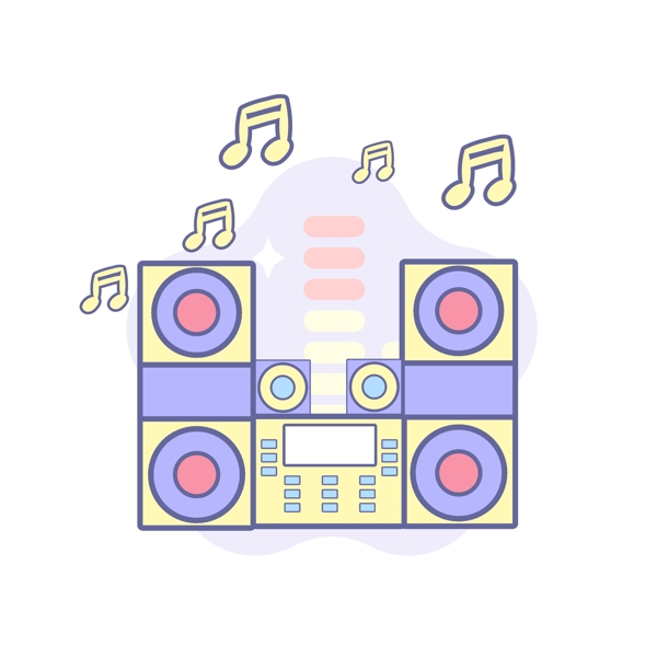 音乐播放器音响元素ai矢量装饰图标元素