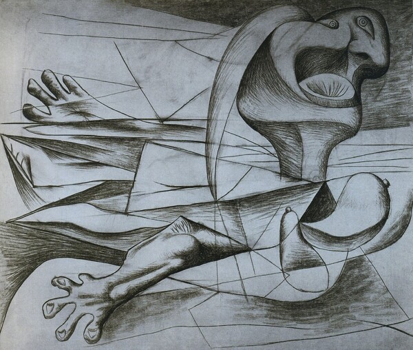 1934Lanageuse西班牙画家巴勃罗毕加索抽象油画人物人体油画装饰画