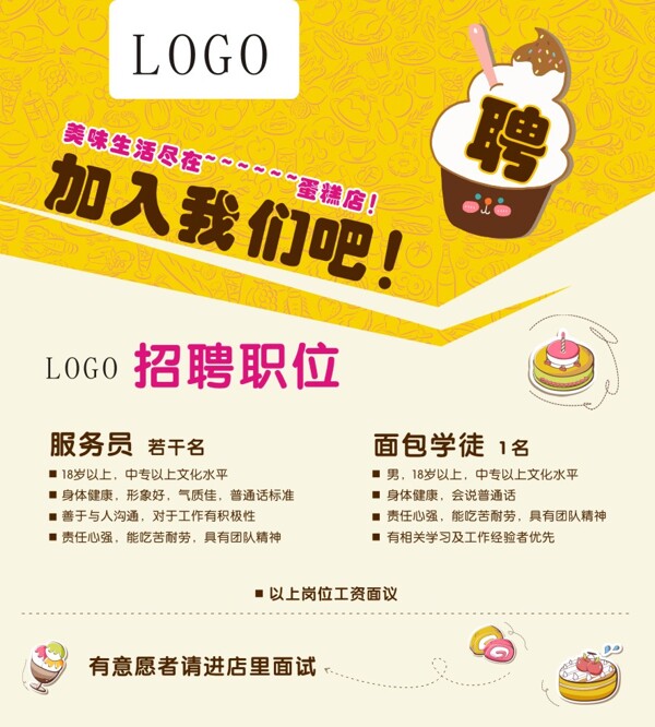 蛋糕店招聘海報(bào)