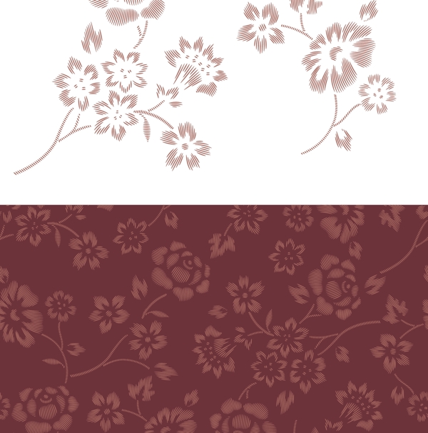 韩国花纹背景矢量素材系列棕色花纹