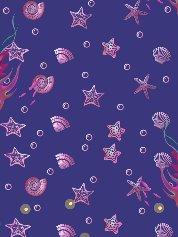 紫色可爱风海洋生物底纹背景