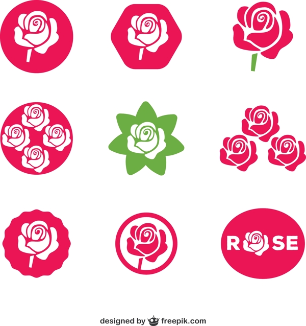 9创意玫瑰矢量图标