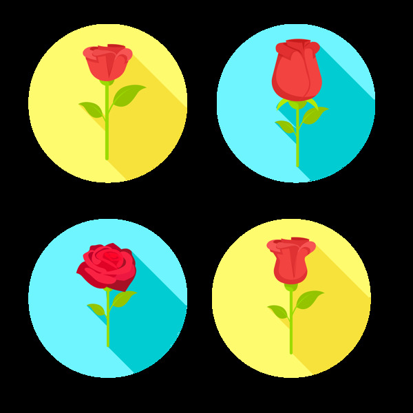 圆形玫瑰花插画图标免抠png透明图层素材