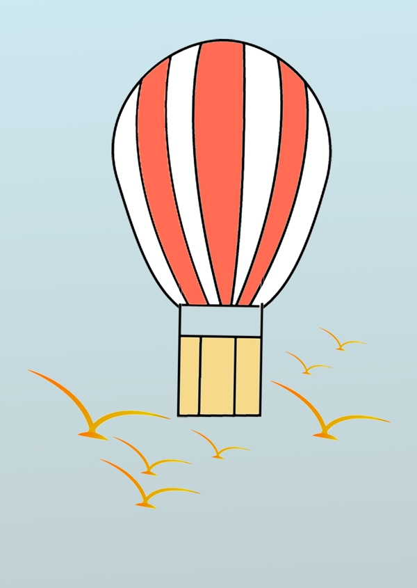 红色条纹热气球插画