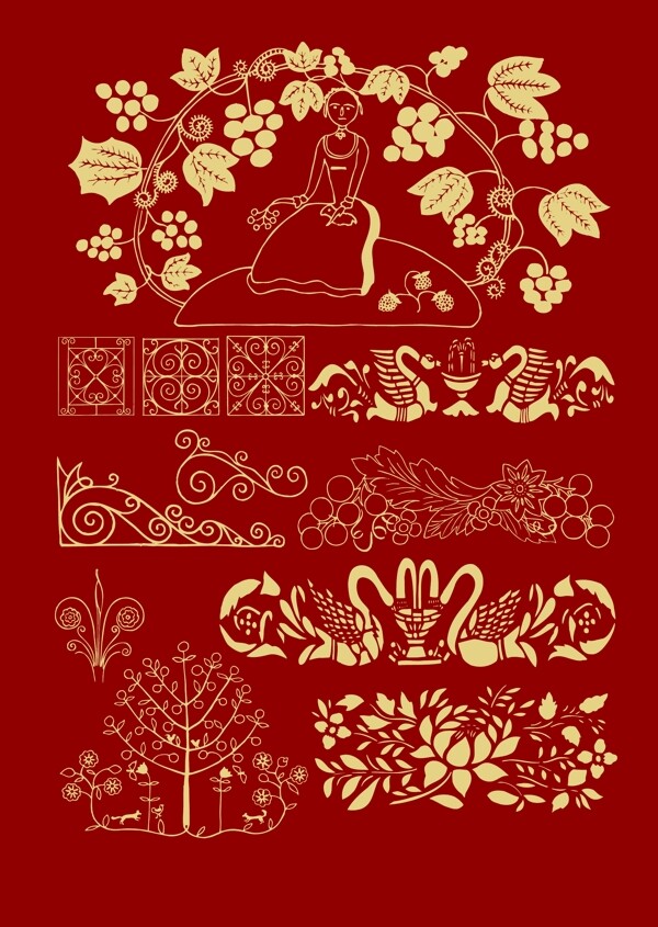 古典花紋與孔雀
