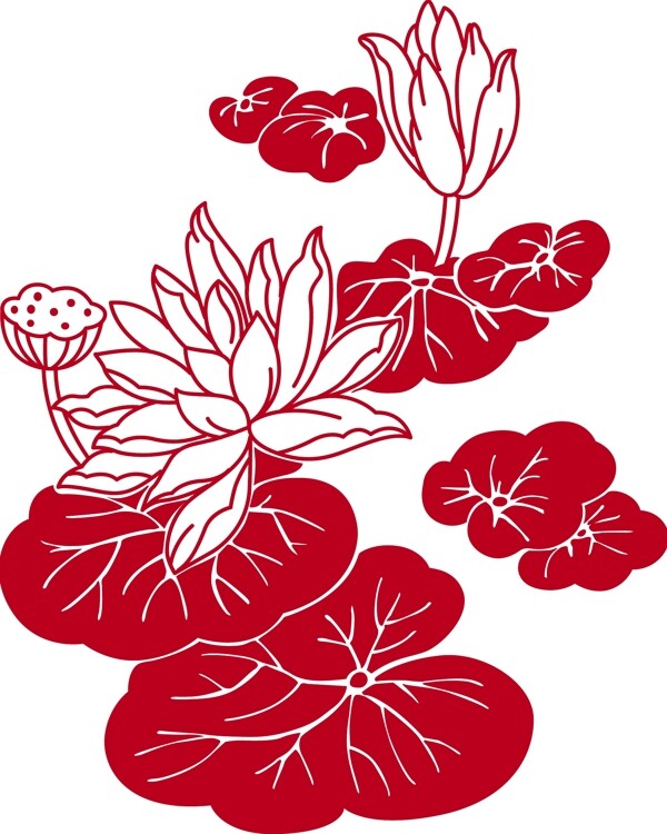 印花矢量圖優(yōu)雅植物色彩紅色白色免費素材