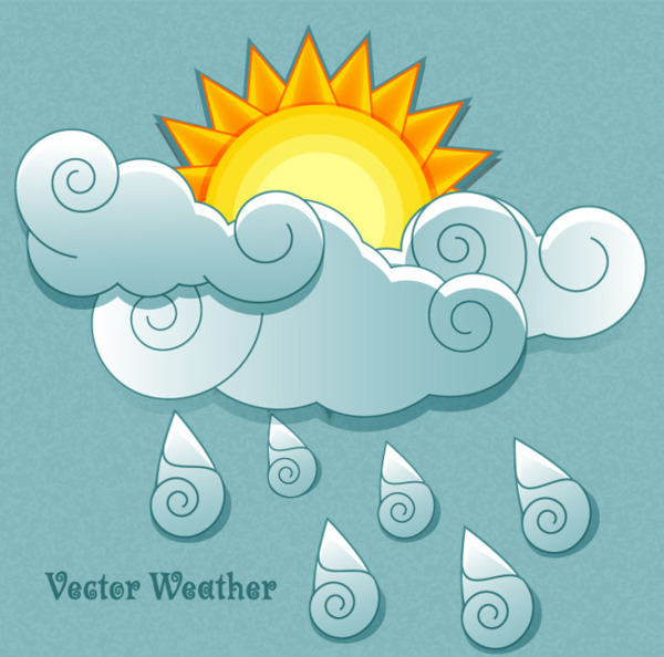 創(chuàng)意太陽雨插畫矢量素材
