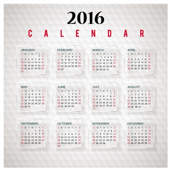 2016日歷矢量圖四