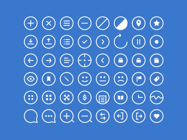 48个白色线条矢量icon图标设计