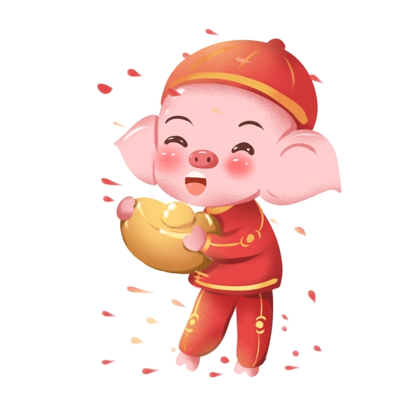 2019春節(jié)豬年卡通招財(cái)進(jìn)寶可商用元素