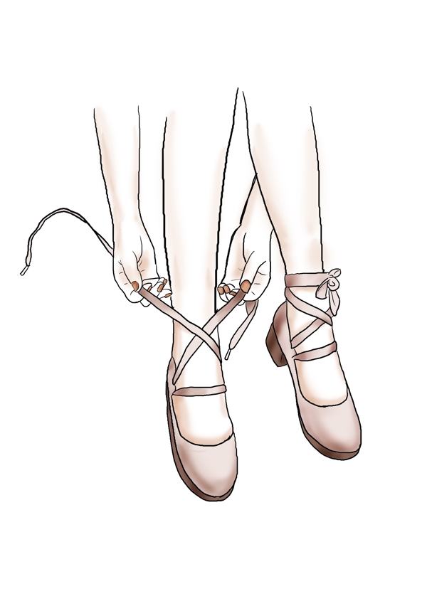 手绘粉色芭蕾舞蹈鞋