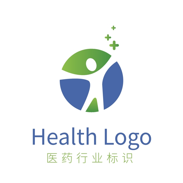 蓝绿色拥抱人物医药卫生健康行业logo