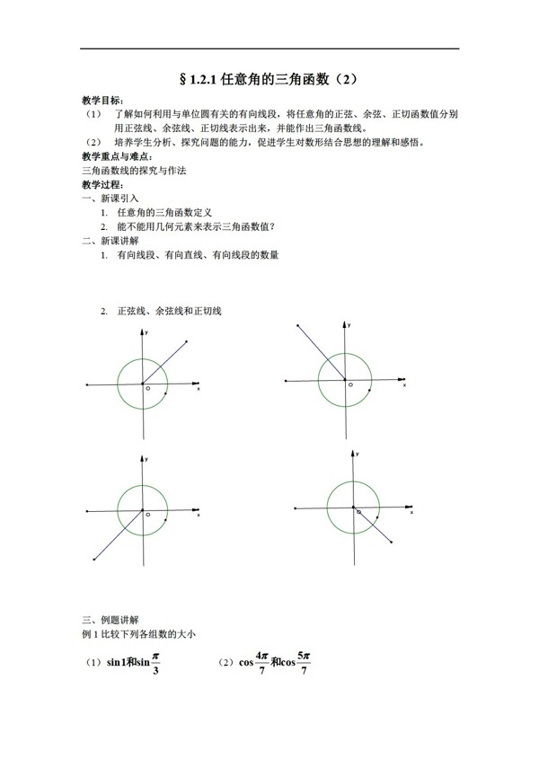 數(shù)學(xué)蘇教版任意角的三角函數(shù)2