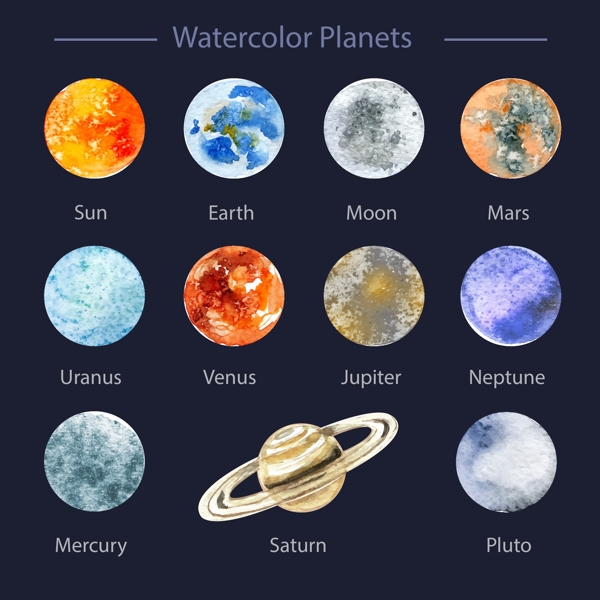 水彩太阳星系