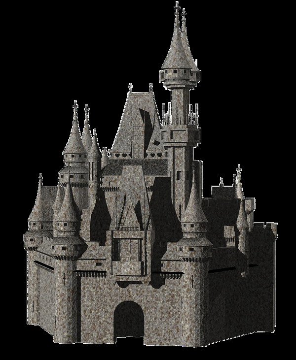 灰色欧洲城堡免抠png透明图层素材