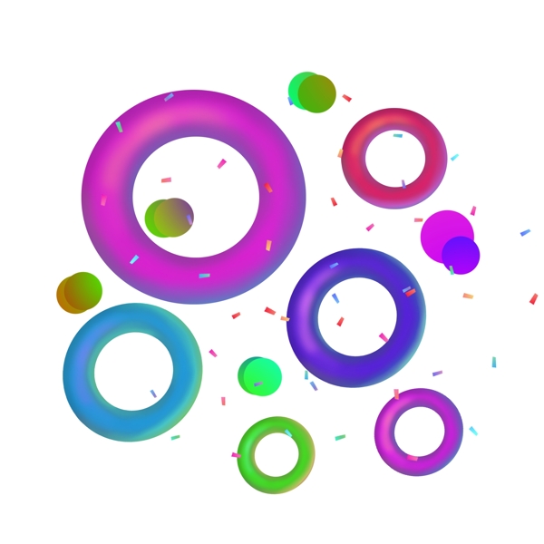 漂浮彩色立体圆圈元素