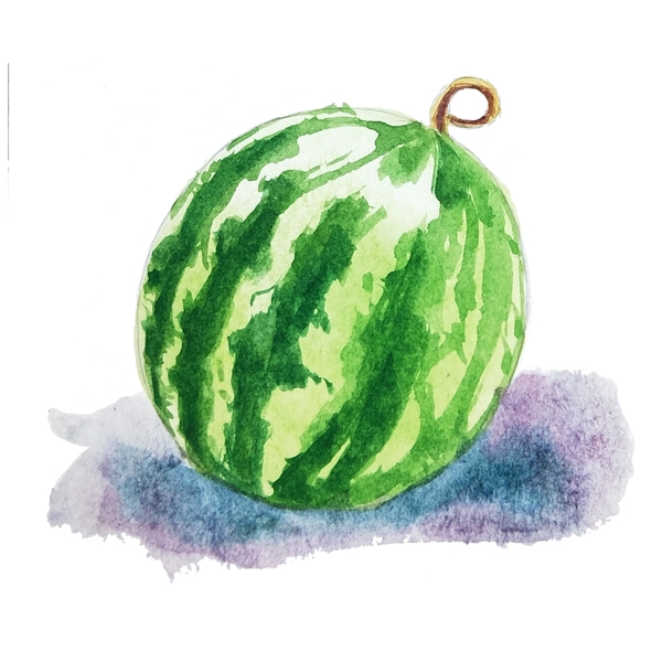 手绘卡通水彩水果西瓜