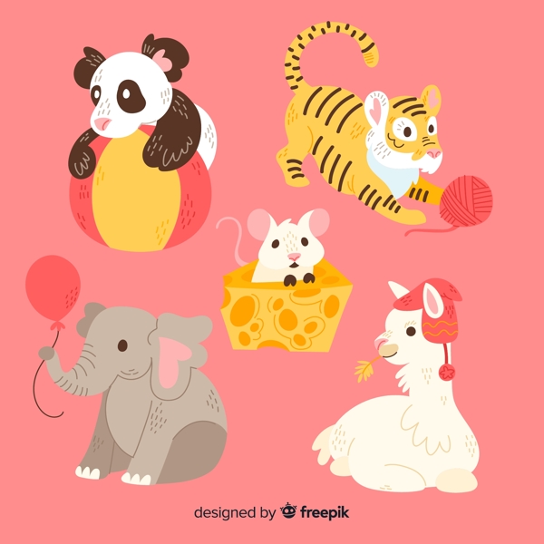 5款彩色可爱动物设计
