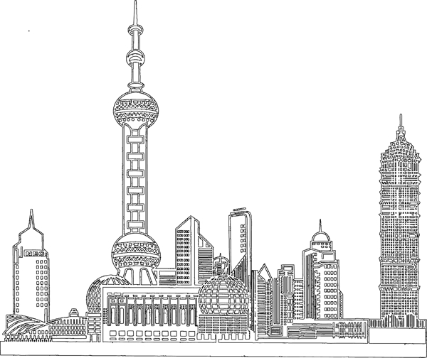 東方明珠矢量圖東方明珠矢量線條圖