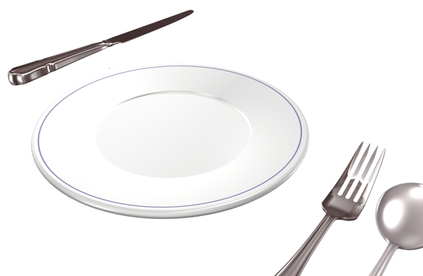 西式饮食盘子刀子叉子餐具素材