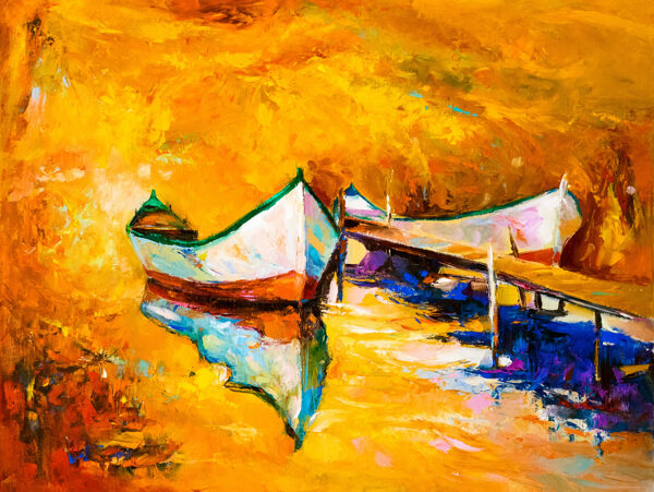 抽象帆船油画