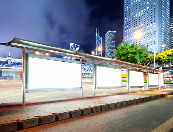 香港夜景公交站台广告牌