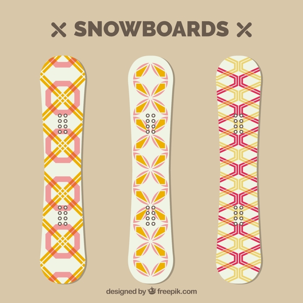 三滑雪板的几何图案包