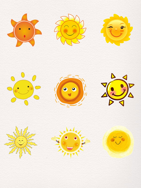微笑的卡通太阳设计元素