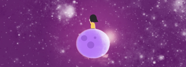 星空女孩插畫
