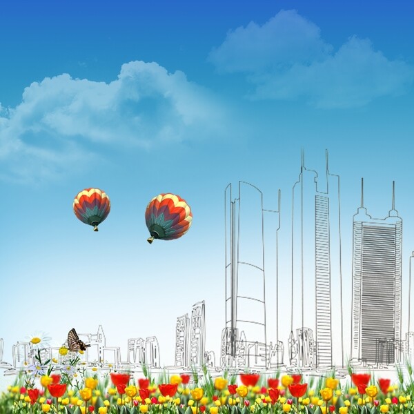 城市環(huán)境剪影背景