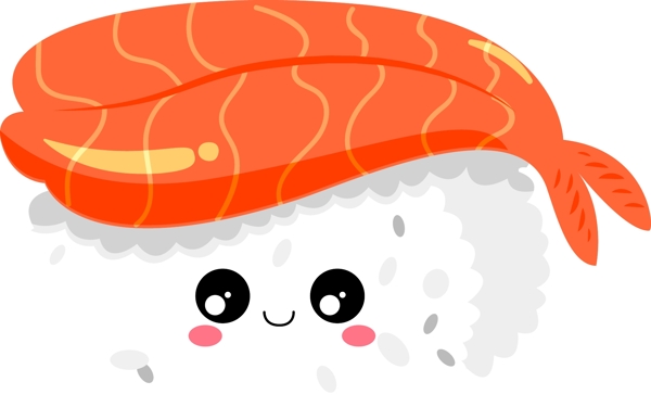 虾寿司手绘卡通矢量可爱元素