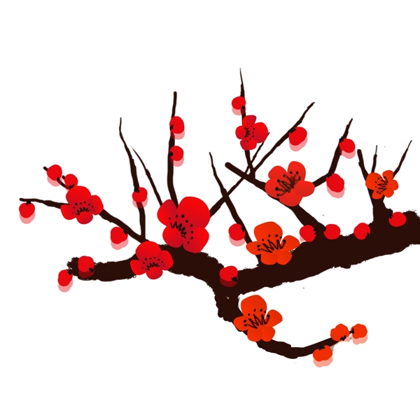 冬季紅梅花元素中國(guó)風(fēng)梅花可商用素材