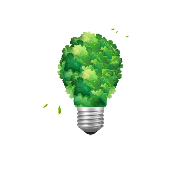 绿色环保森林手绘小灯泡