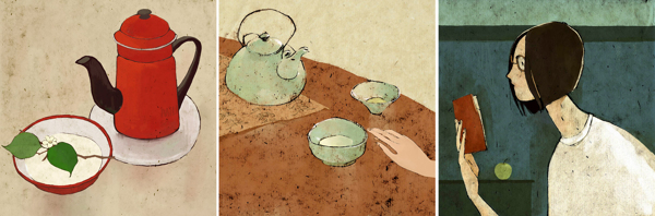 茶具油畫圖片