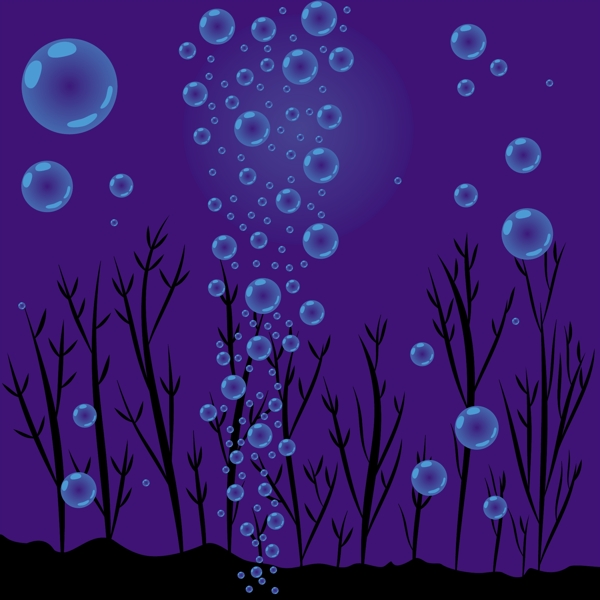 蓝色的水下气泡矢量背景