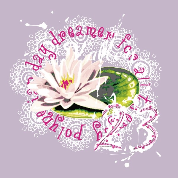 印花矢量圖T恤圖案圖文結(jié)合植物花朵免費(fèi)素材
