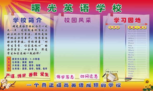 英語學(xué)校展板模板圖片